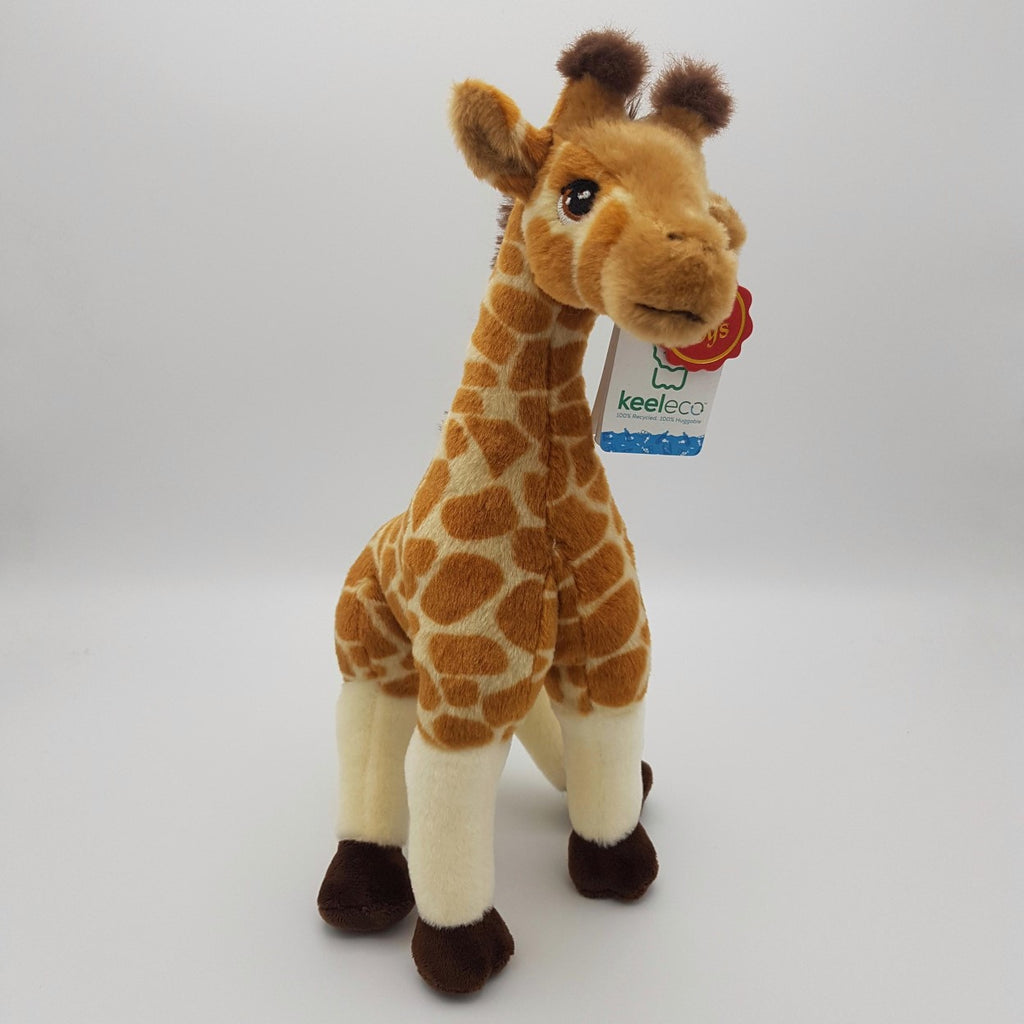 The small giraffe eco toy, with sewn eyes, and furry ossicones