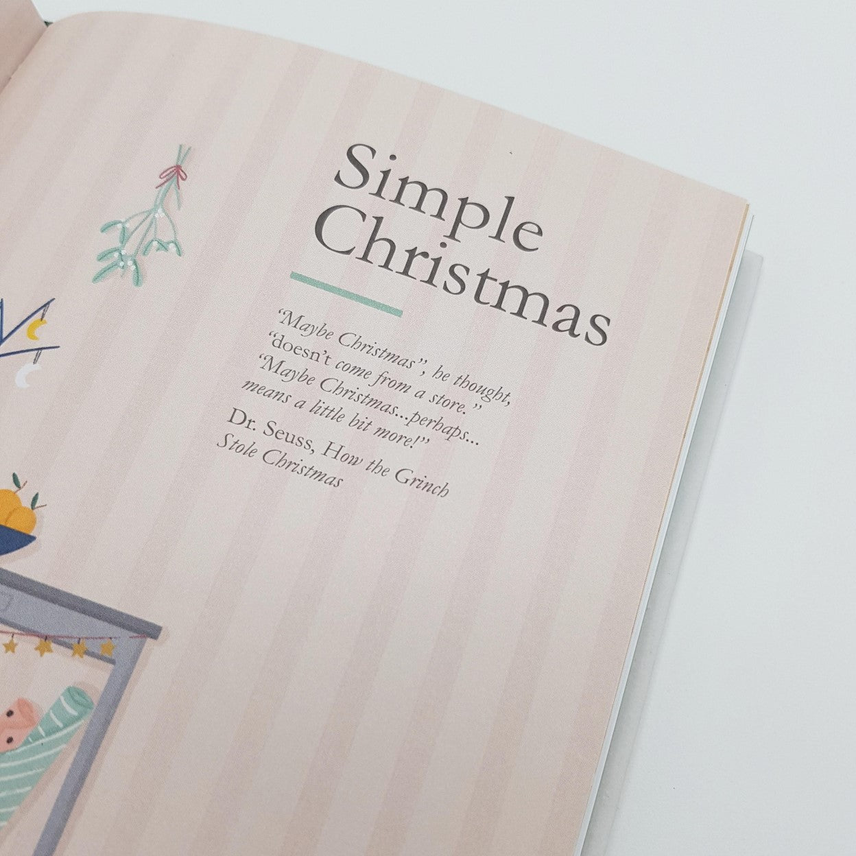 An inside page of the book with the words 'Simple Christmas' at the top.