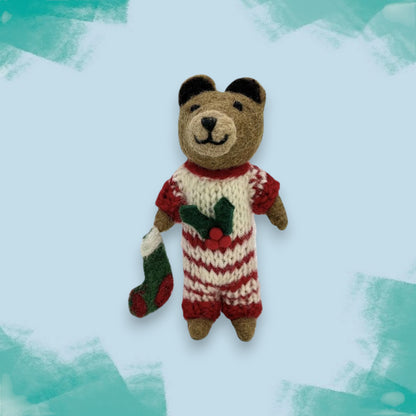 Brown Bear Felt Christmas Decoration