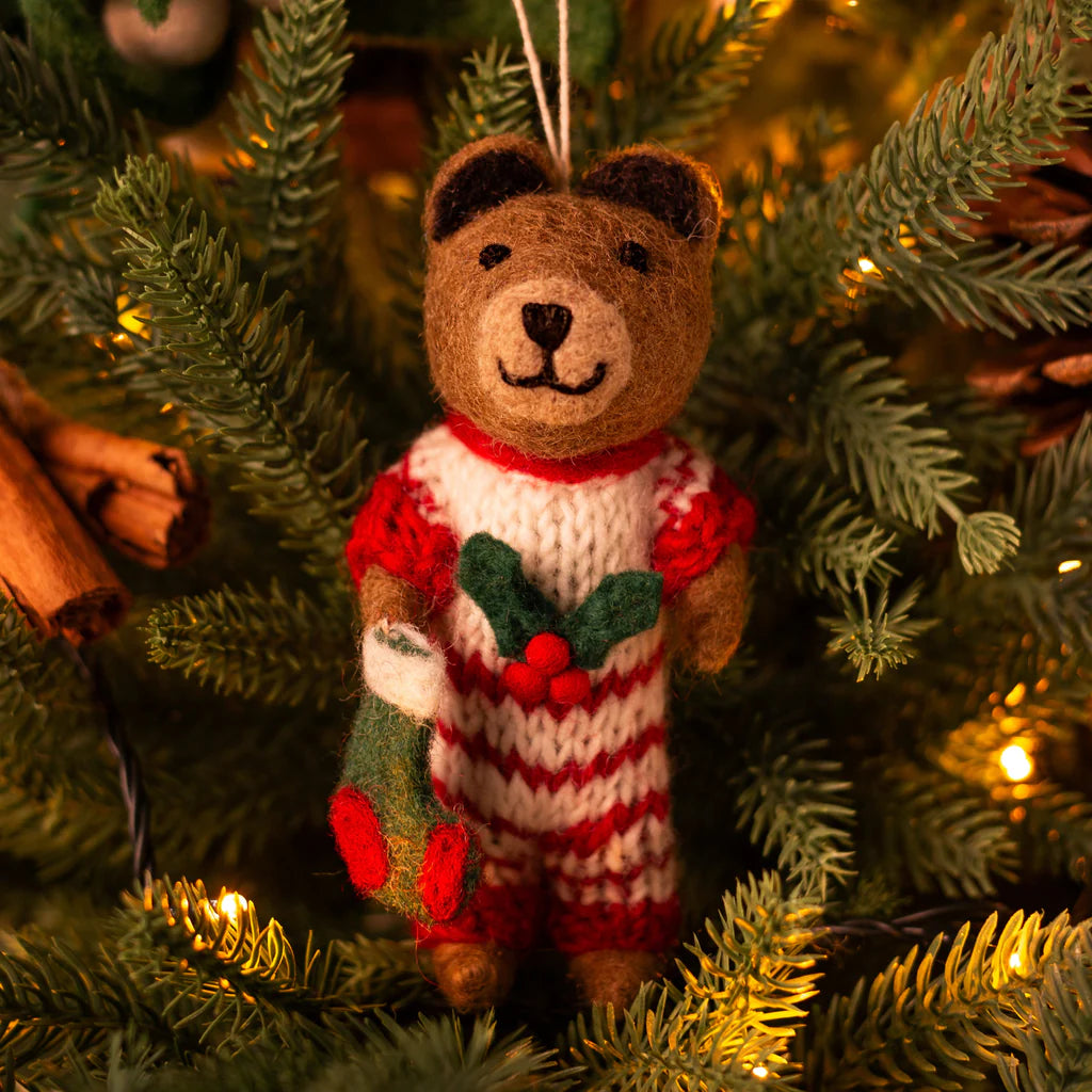 Brown Bear Felt Christmas Decoration