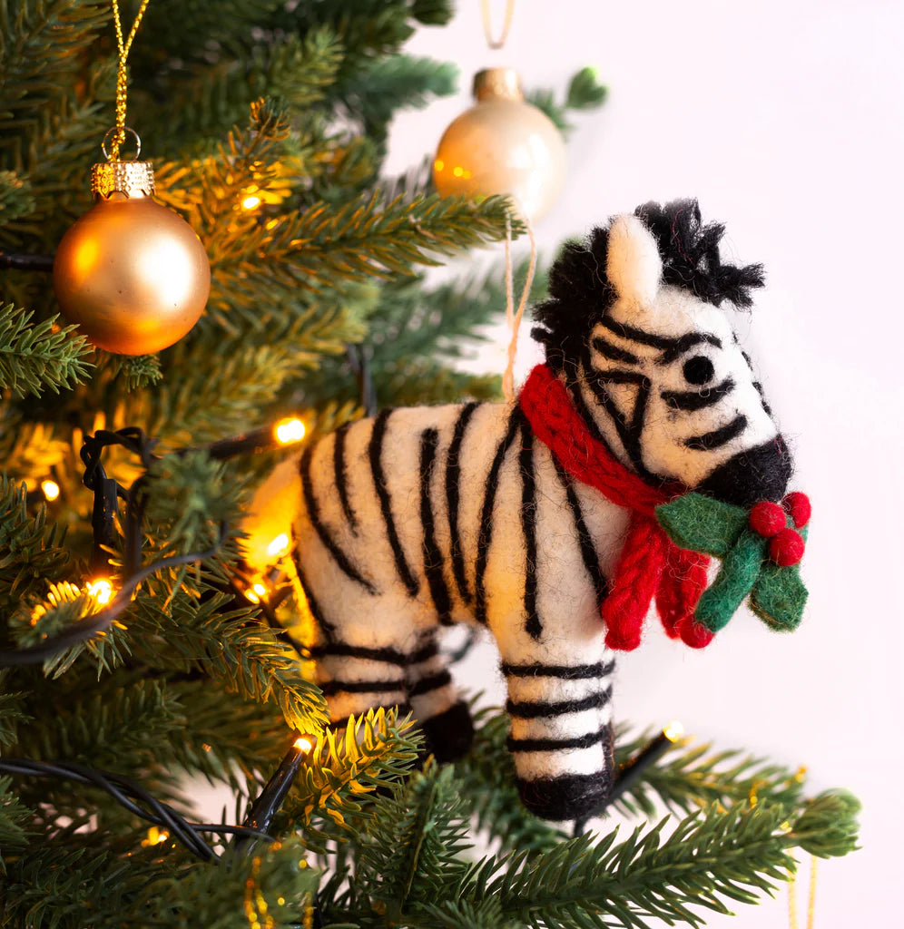 Zebra Felt Christmas Decoration