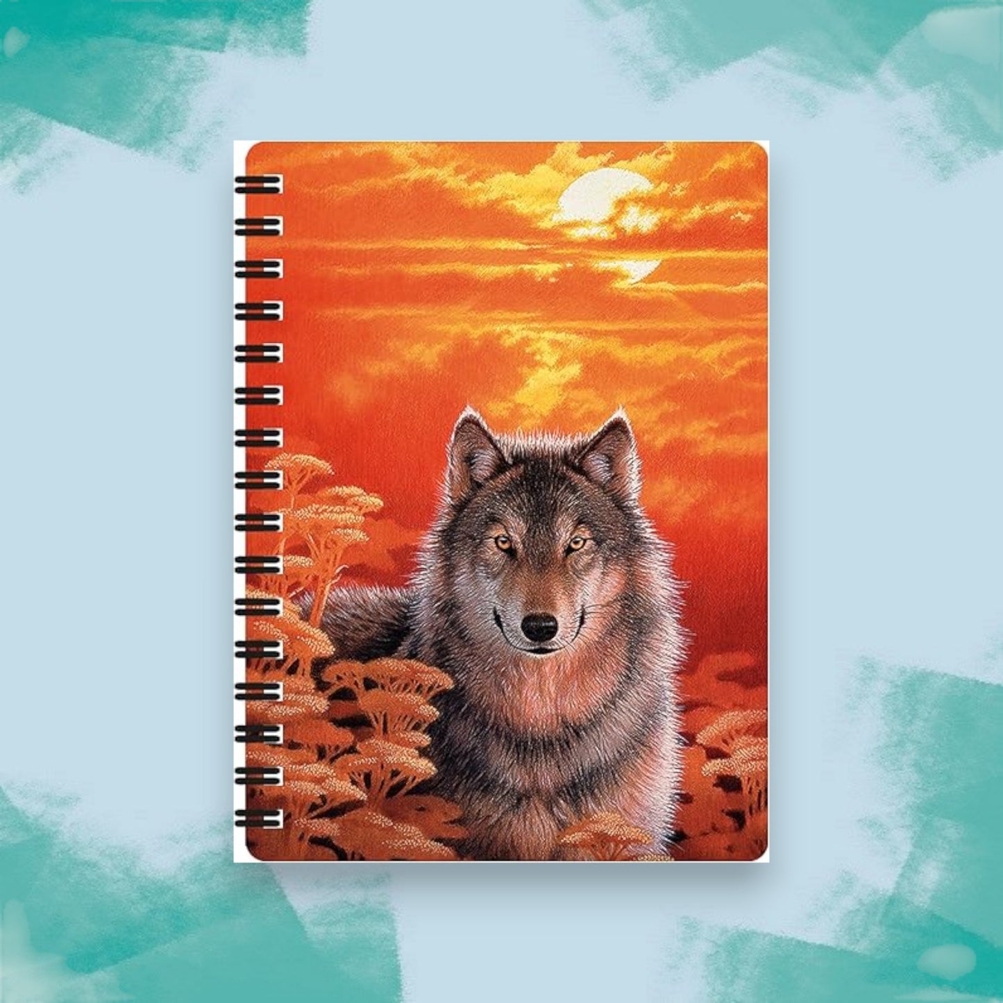 3D Wolf Notebook - Sunset