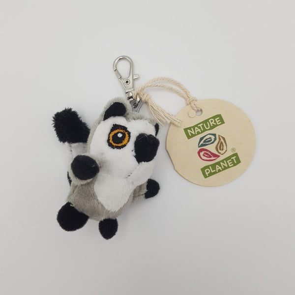 small ring-tailed lemur keyring with tag
