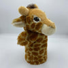A giraffe hand puppet