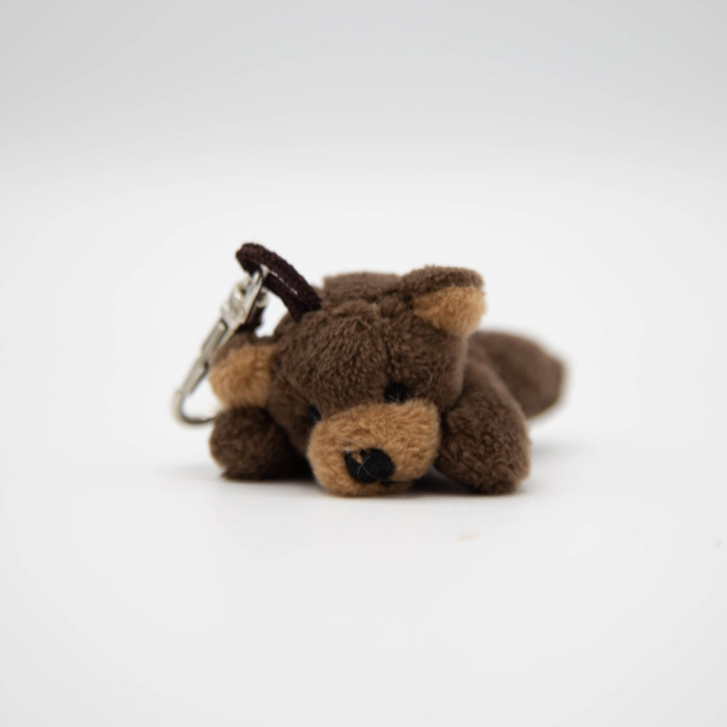 Small plush brown bear keyring