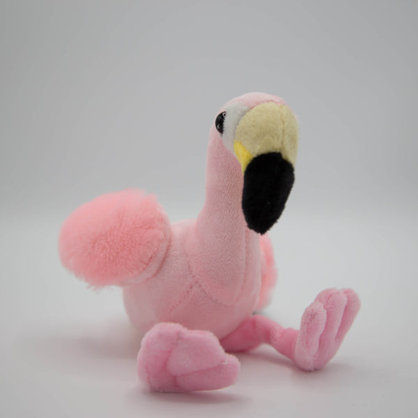 A small pink flamingo eco soft toy